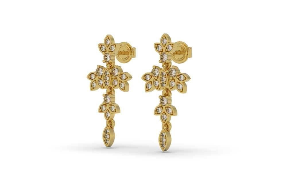 Earring Delicate Leaves - Jewelry 3D - BR-36 3D print model_2