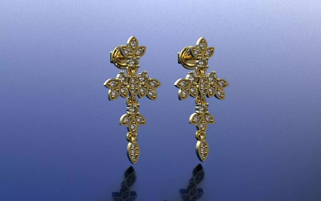 Earring Delicate Leaves - Jewelry 3D - BR-36 3D print model_0