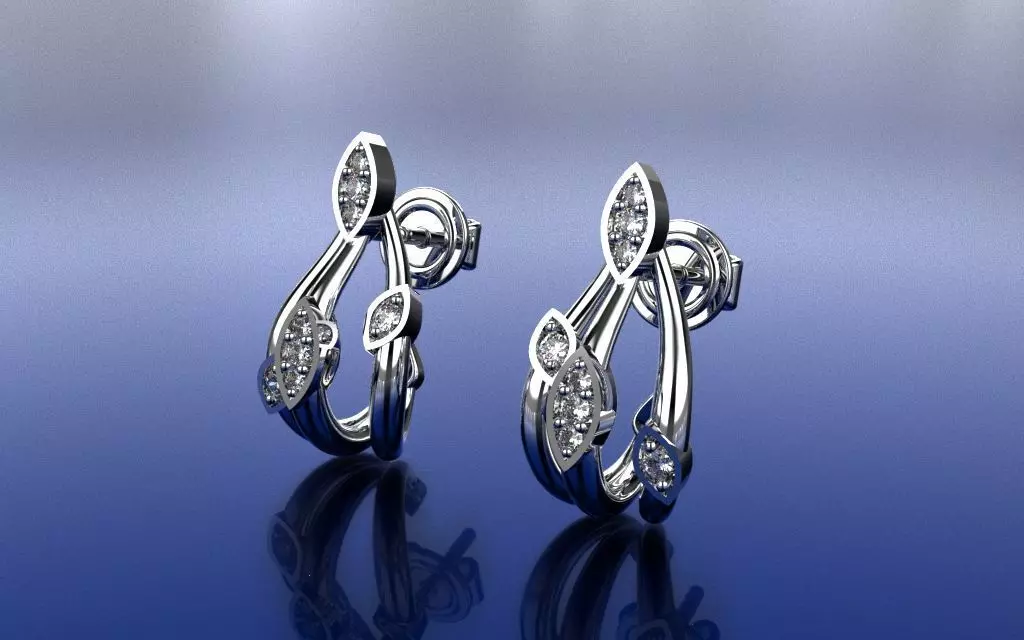 Earring Delicate Leaves - Jewelry 3D - BR-40 3D print model_0