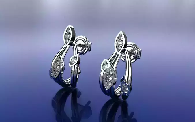 Earring Delicate Leaves - Jewelry 3D - BR-40 3D print model