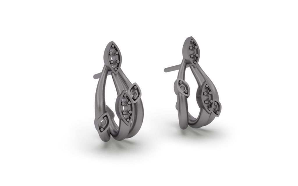 Earring Delicate Leaves - Jewelry 3D - BR-40 3D print model_12