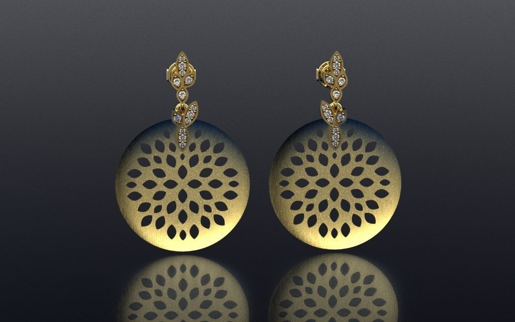 Earring Delicate Leaves - Jewelry 3D - BR-38 3D print model_11