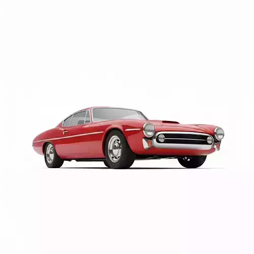 Classic Red 1950s and 60s Sports Coupe Low-poly 3D model 7