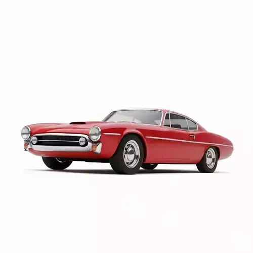 Classic Red 1950s and 60s Sports Coupe Low-poly 3D model 5