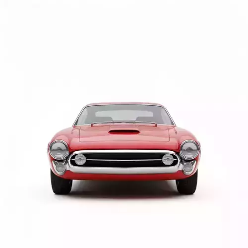 Classic Red 1950s and 60s Sports Coupe Low-poly 3D model 2