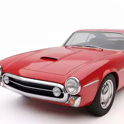 Classic Red 1950s and 60s Sports Coupe Low-poly 3D model 3