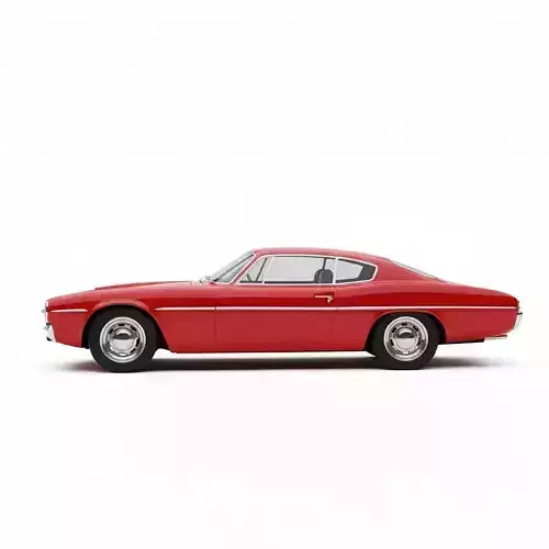 Classic Red 1950s and 60s Sports Coupe Low-poly 3D model 6