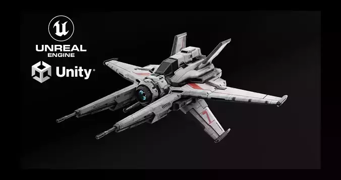 Fighter Spaceship - Game Ready 3D Model