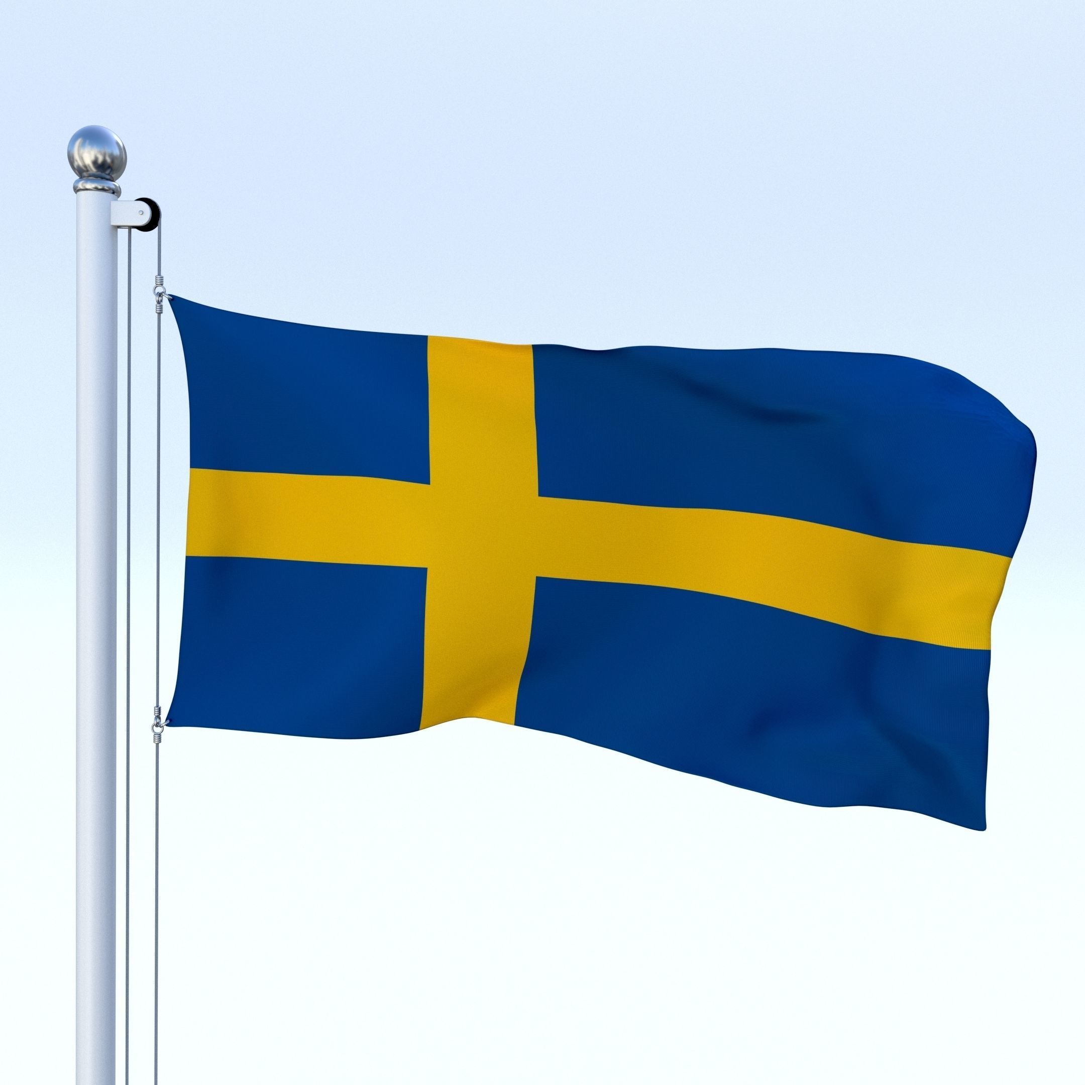 Animated Sweeden Flag Low-poly 3D model_2