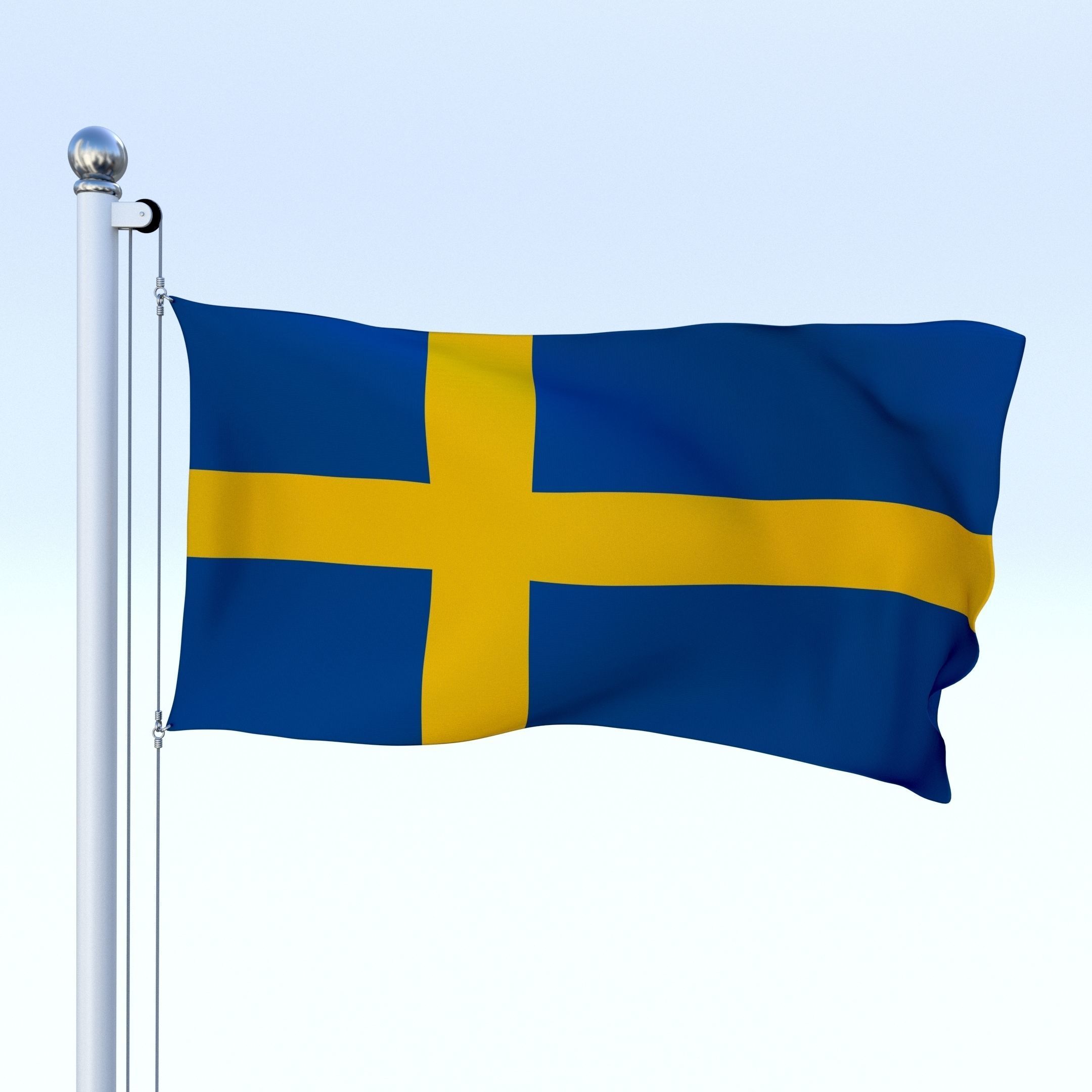 Animated Sweeden Flag Low-poly 3D model_20