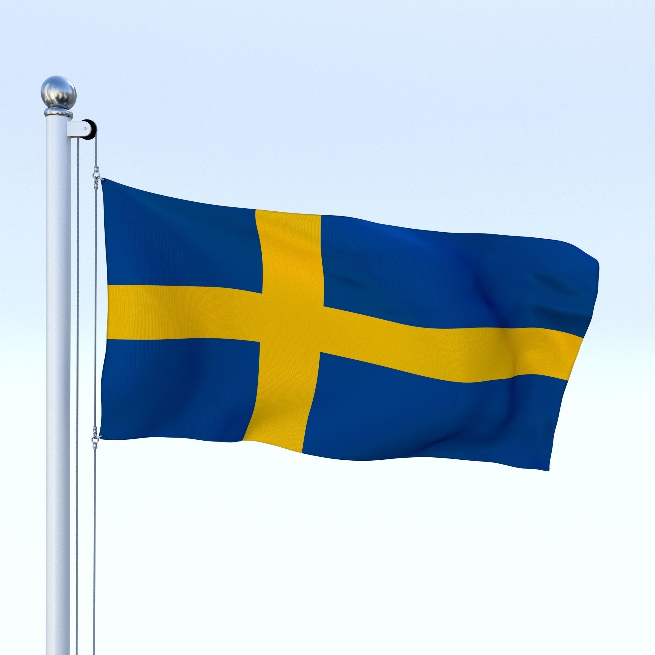 Animated Sweeden Flag Low-poly 3D model_1