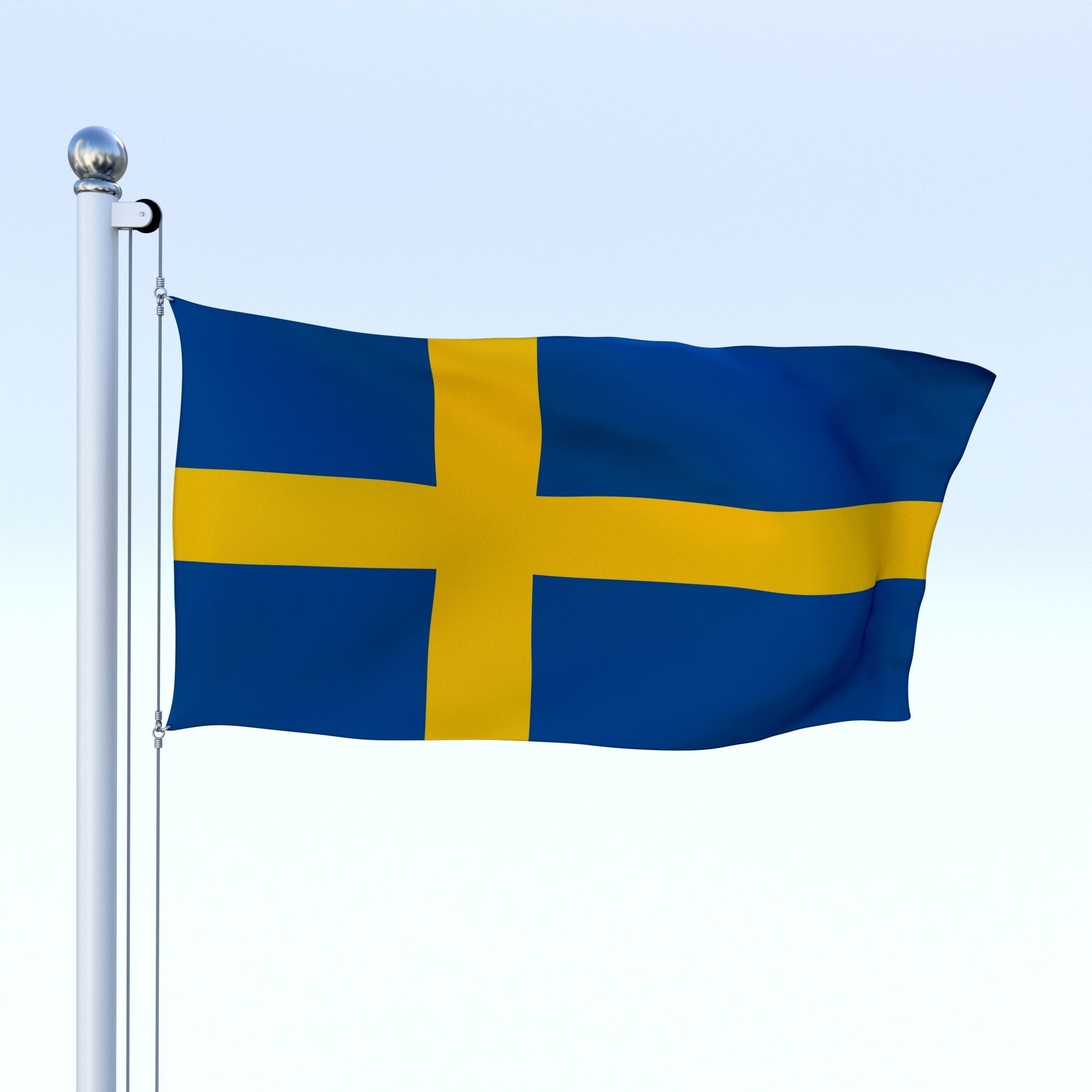 Animated Sweeden Flag Low-poly 3D model_19