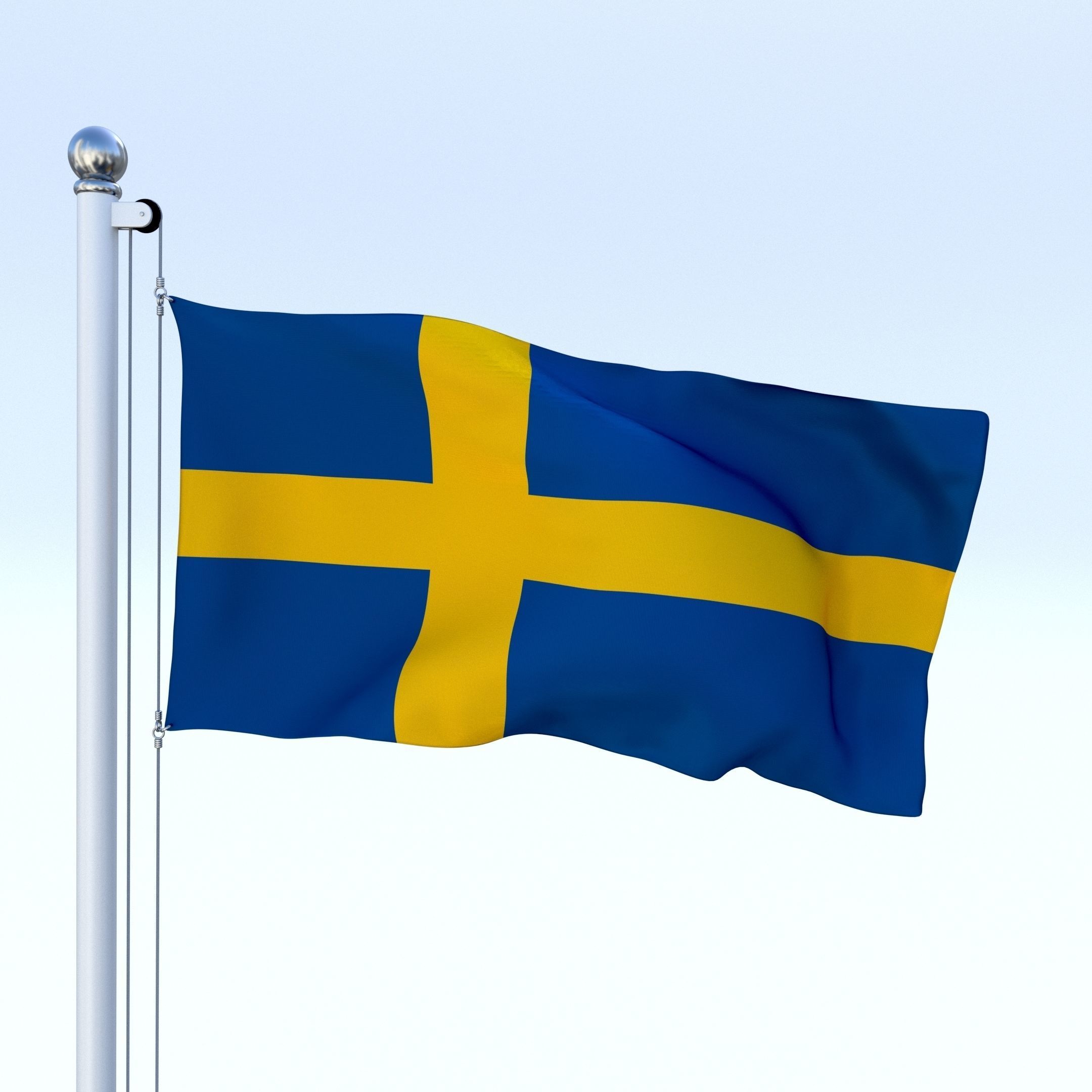 Animated Sweeden Flag Low-poly 3D model_17