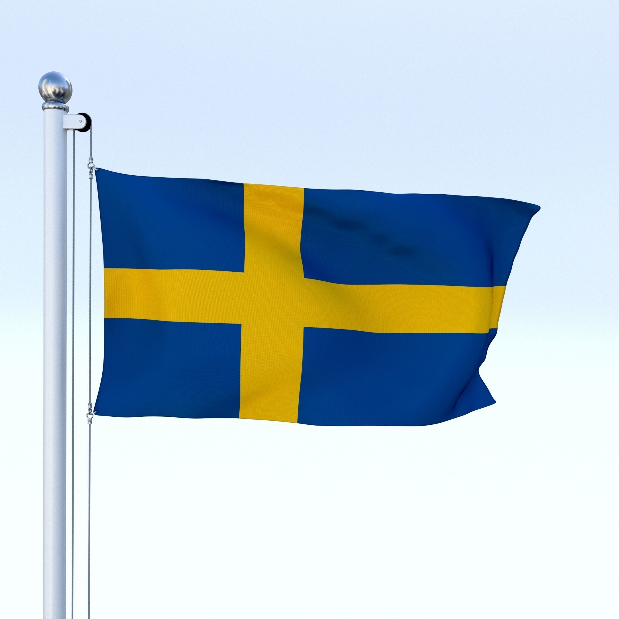 Animated Sweeden Flag Low-poly 3D model_6