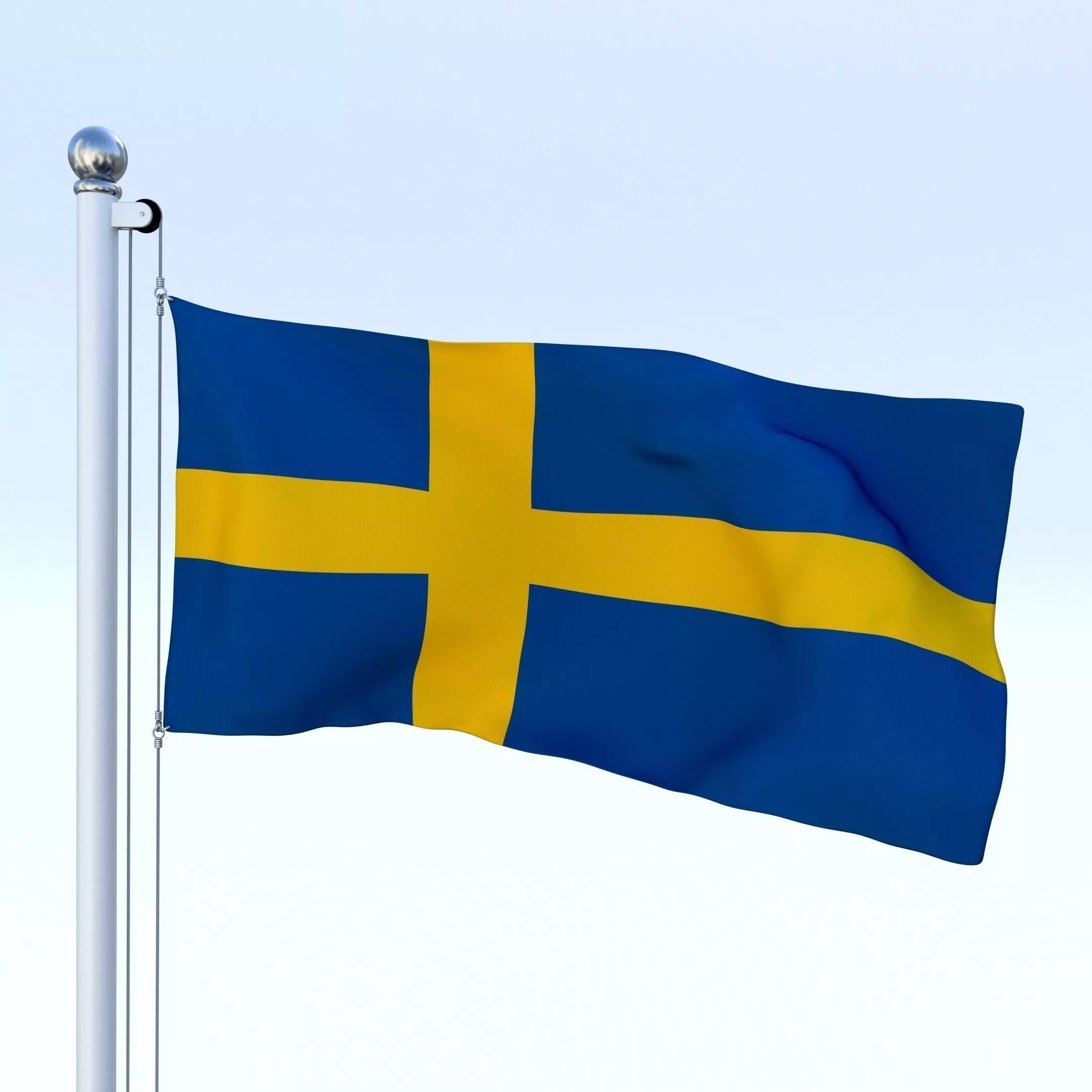 Animated Sweeden Flag Low-poly 3D model_0