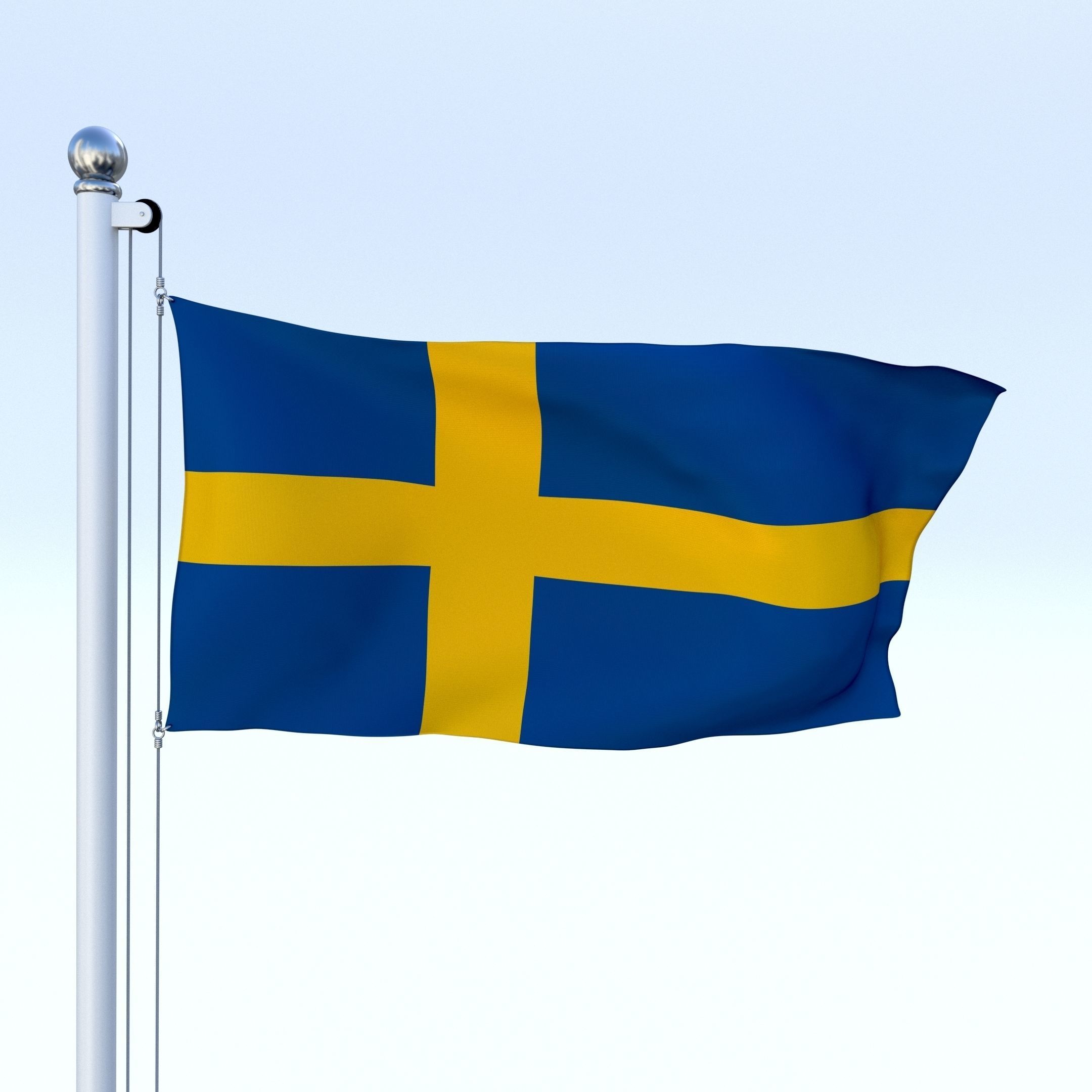 Animated Sweeden Flag Low-poly 3D model_25