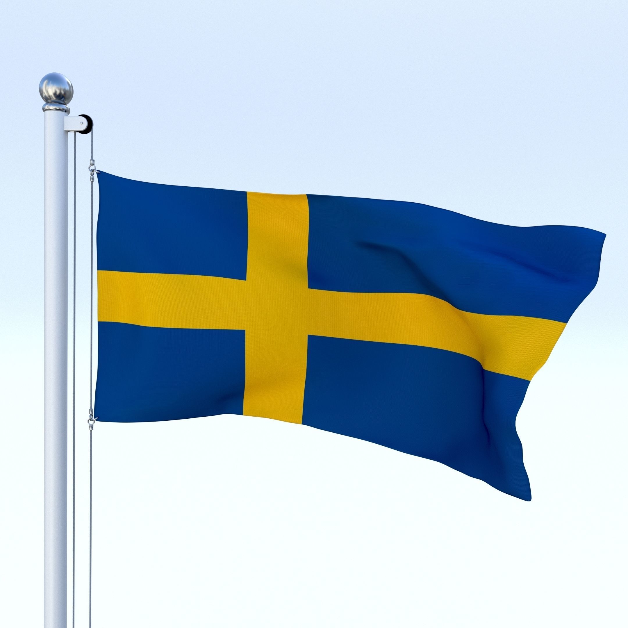 Animated Sweeden Flag Low-poly 3D model_3