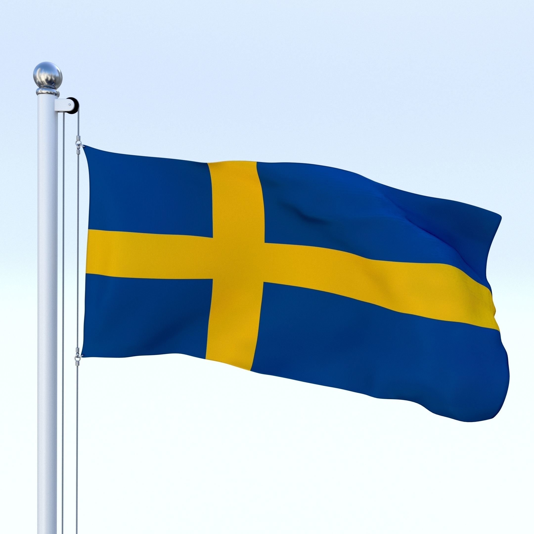 Animated Sweeden Flag Low-poly 3D model_14