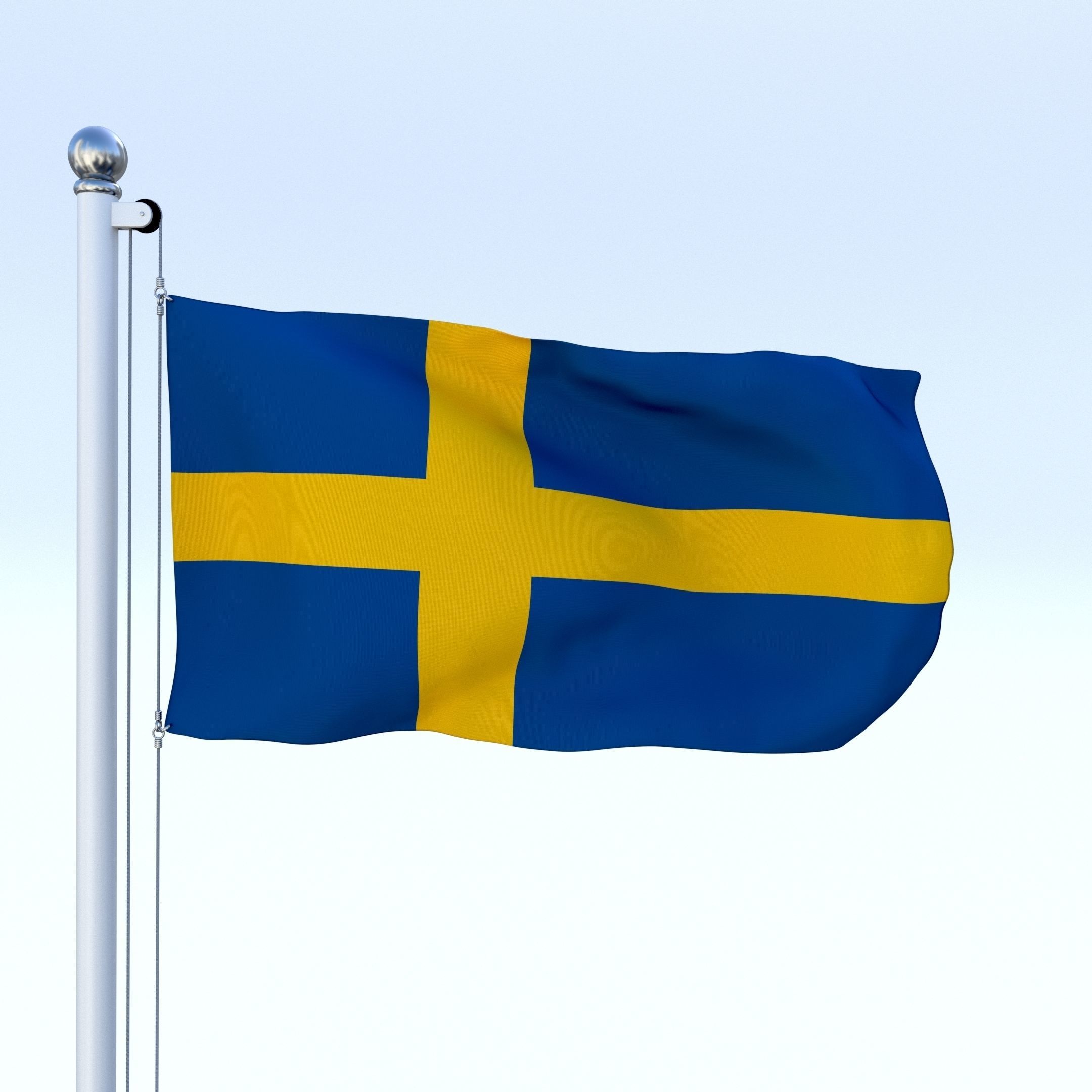 Animated Sweeden Flag Low-poly 3D model_26