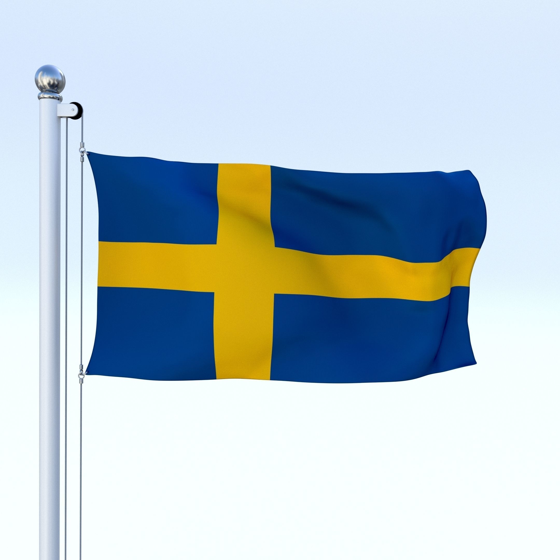 Animated Sweeden Flag Low-poly 3D model_15