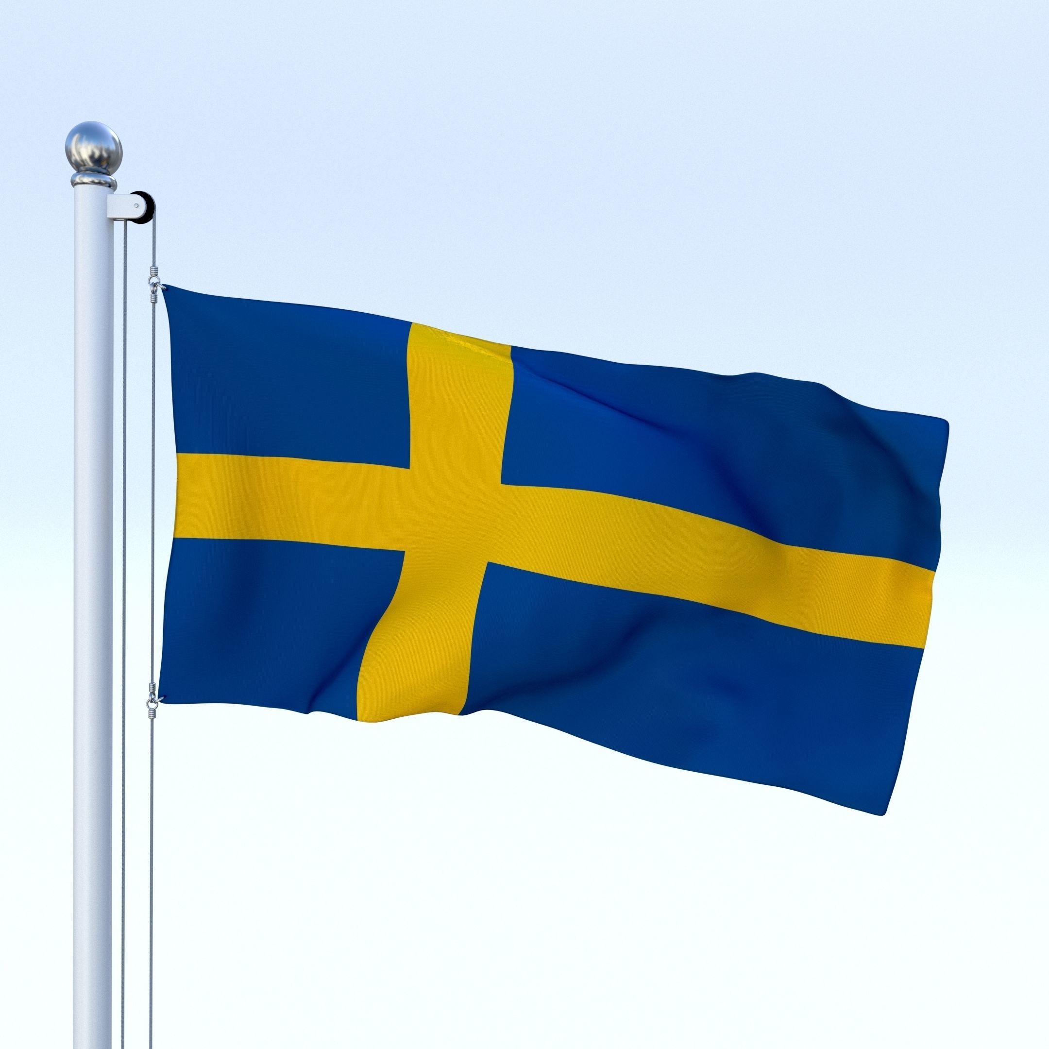 Animated Sweeden Flag Low-poly 3D model_5