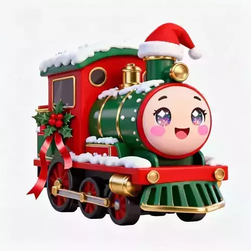 Chibi Christmas Train Engine 3D Model 