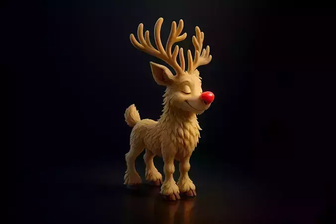 Christmas Red Nosed Reindeer Holiday Deer Figurine