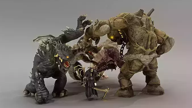 Epic Dragon vs Demon Battle with Necromancer 