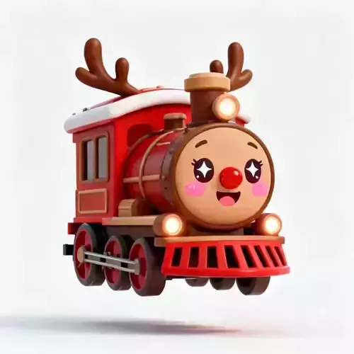 Reindeer Christmas Train Engine 3D Model Cute Rudolph 