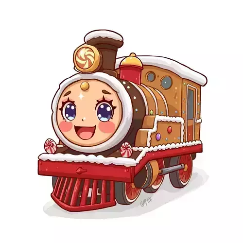 Gingerbread Chibi Train Engine 3D Model Sweet Anime Locomotive