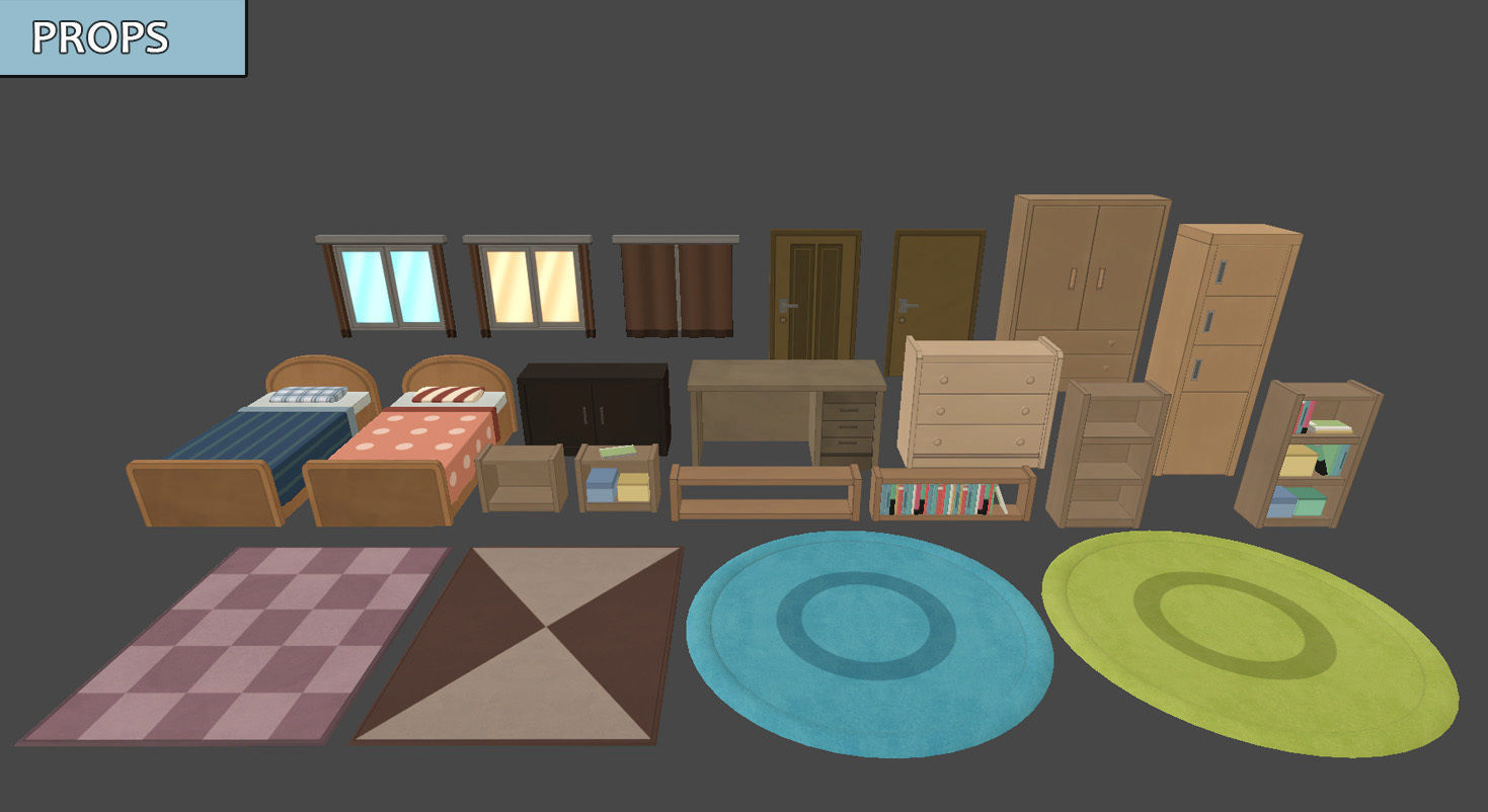 Anime Rooms - Game Props Low-poly 3D model_4