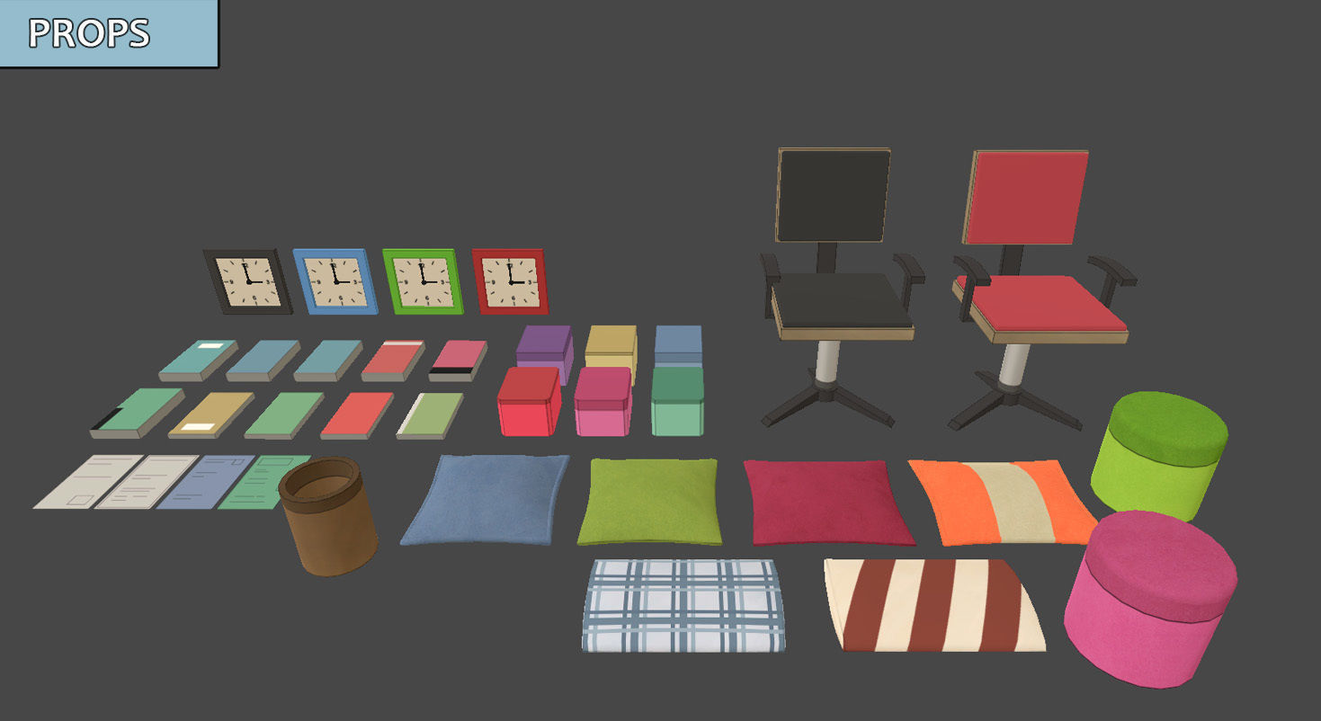 Anime Rooms - Game Props Low-poly 3D model_3