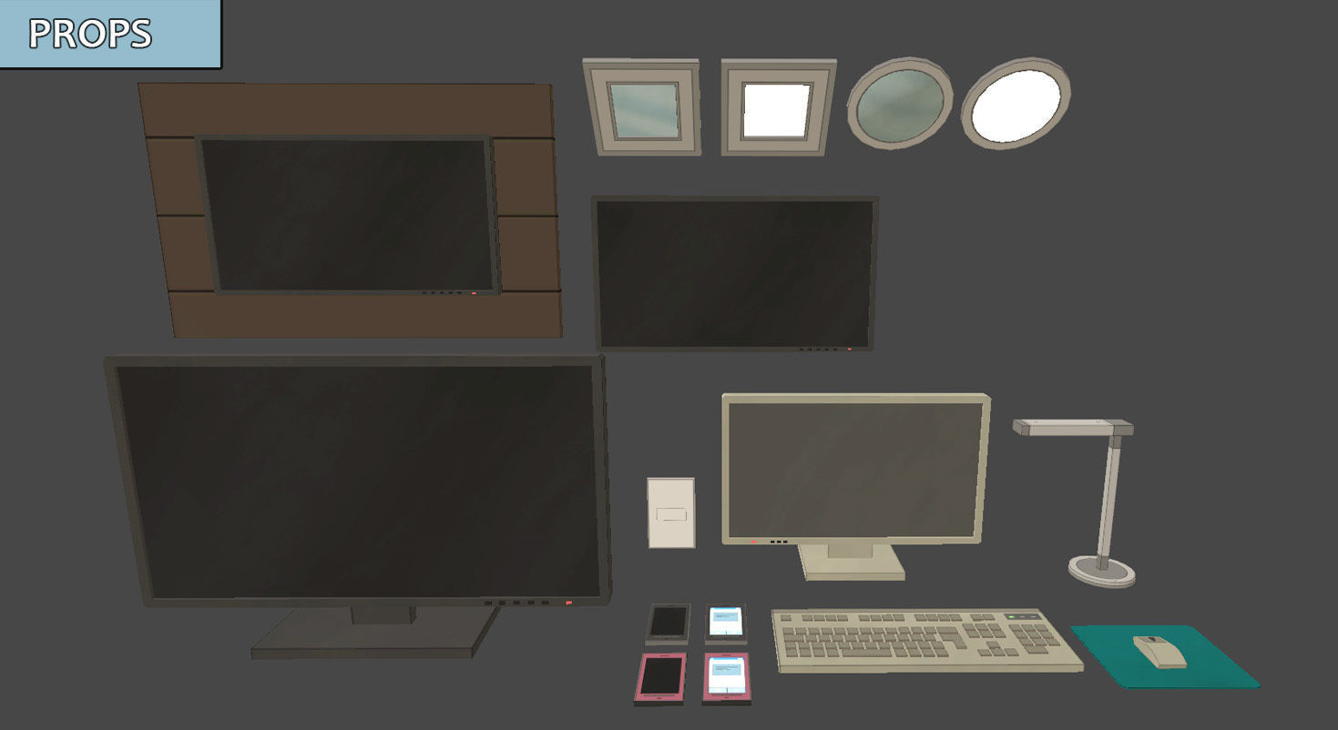 Anime Rooms - Game Props Low-poly 3D model_7