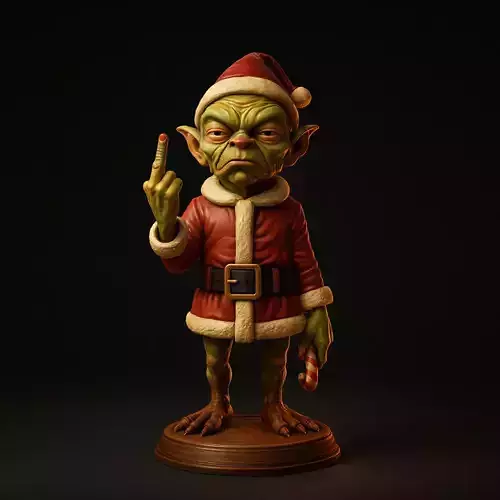 Grumpy Alien Santa Figurine Funny Holiday Creature Christmas