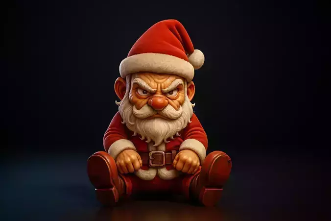 Grumpy Santa Claus Funny Christmas Figurine Holiday Desk Decor