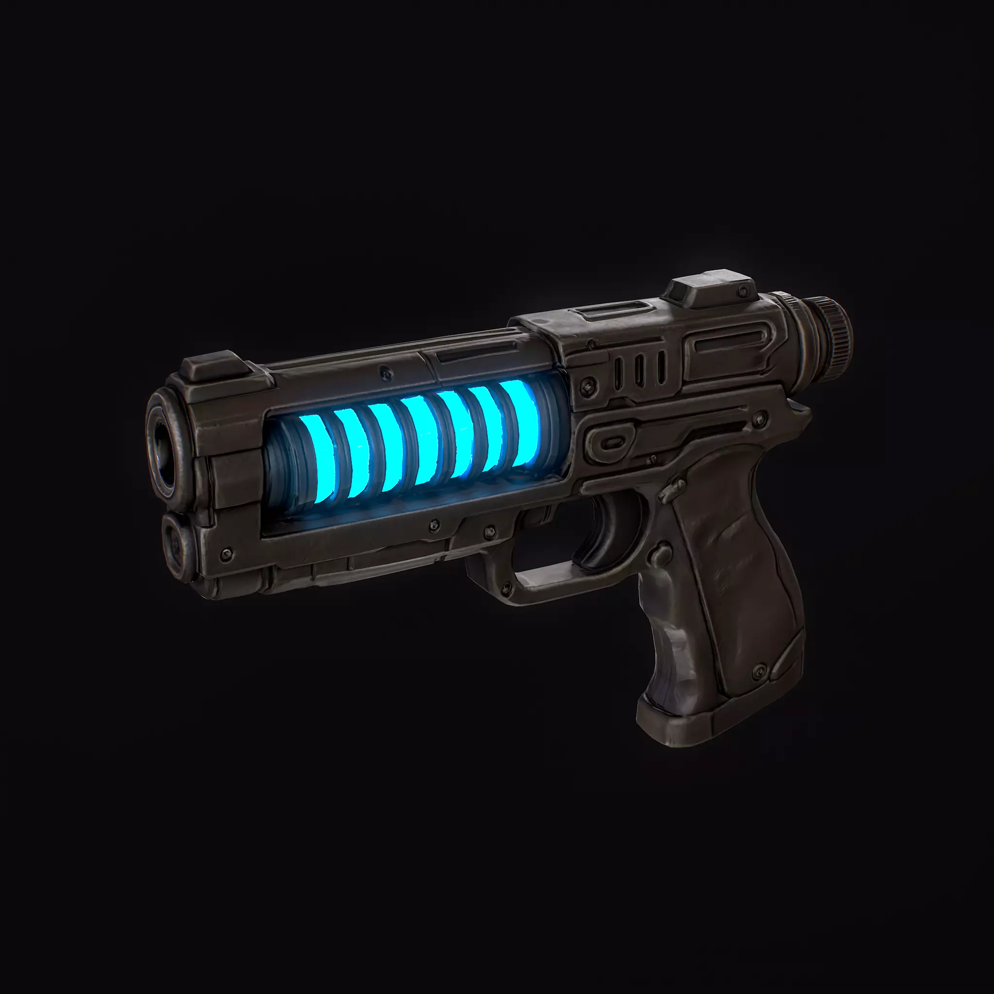 Sci-Fi Blaster Pistol Low-poly 3D model