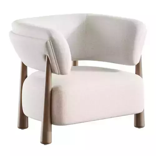 Dolores Stone Cream Fabric Occasional Chair 3D model 2
