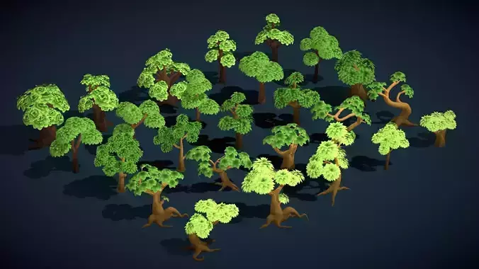 Stylized Low Poly Fantasy Forest Tree Pack VOL 4