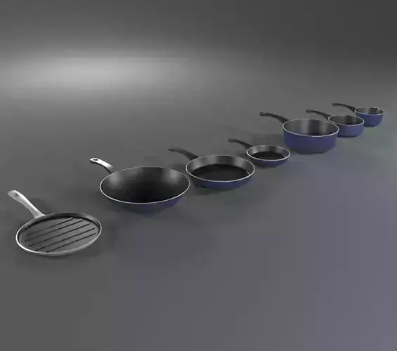 Kitchen Pan Set 3D model