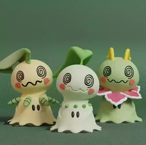Pokemon - Mimikyu Chikorita Bayleef and Meganium