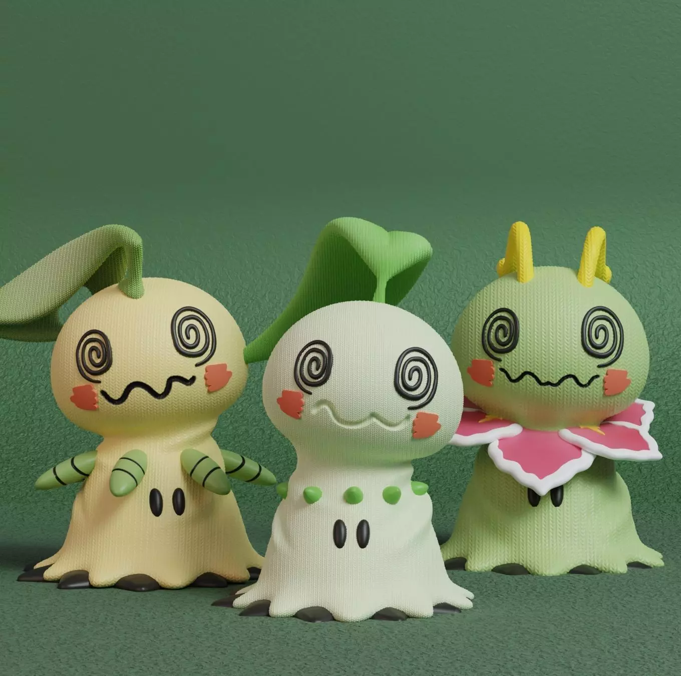 Pokemon - Mimikyu Chikorita Bayleef and Meganium 3D print model