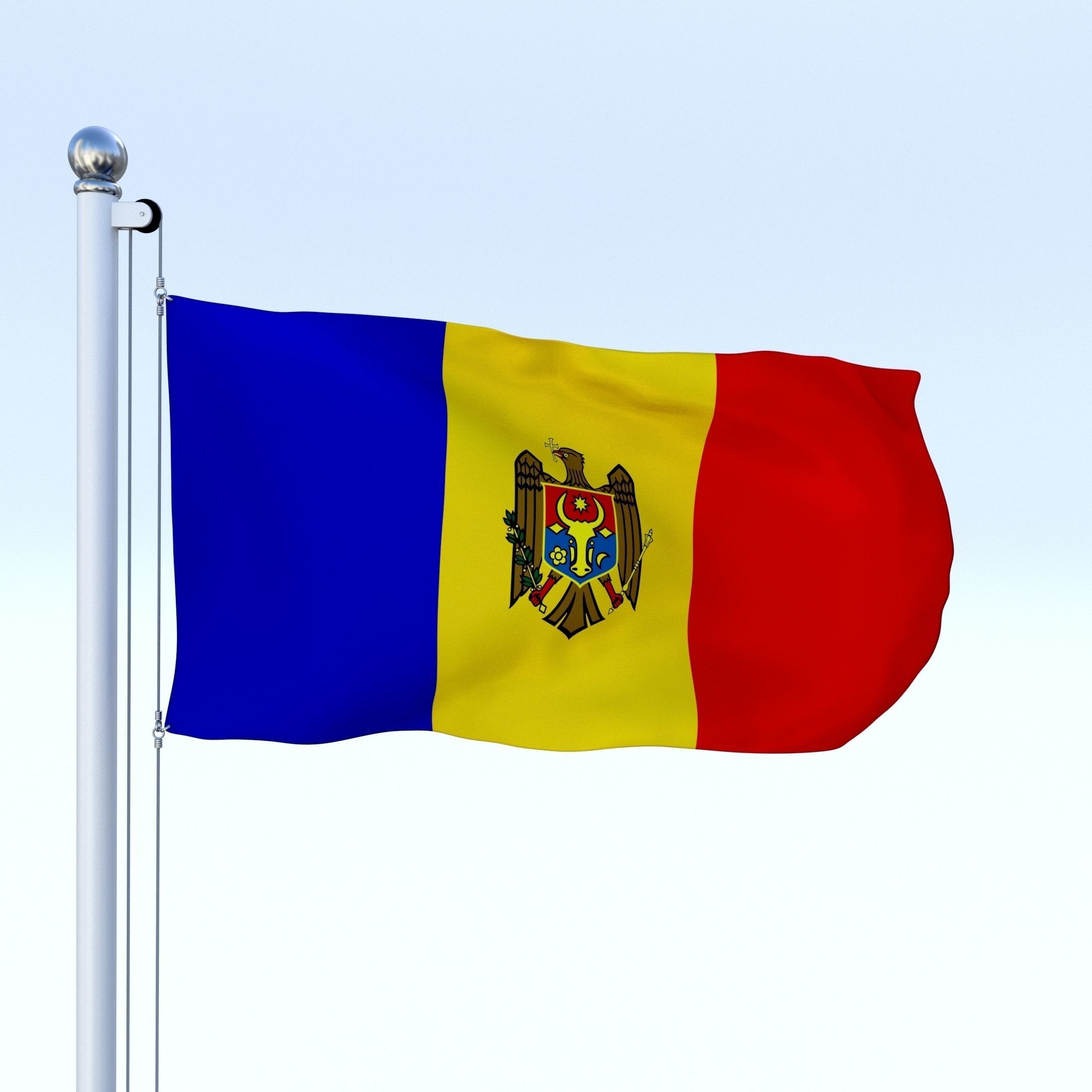 Animated Moldova Flag Low-poly 3D model_2