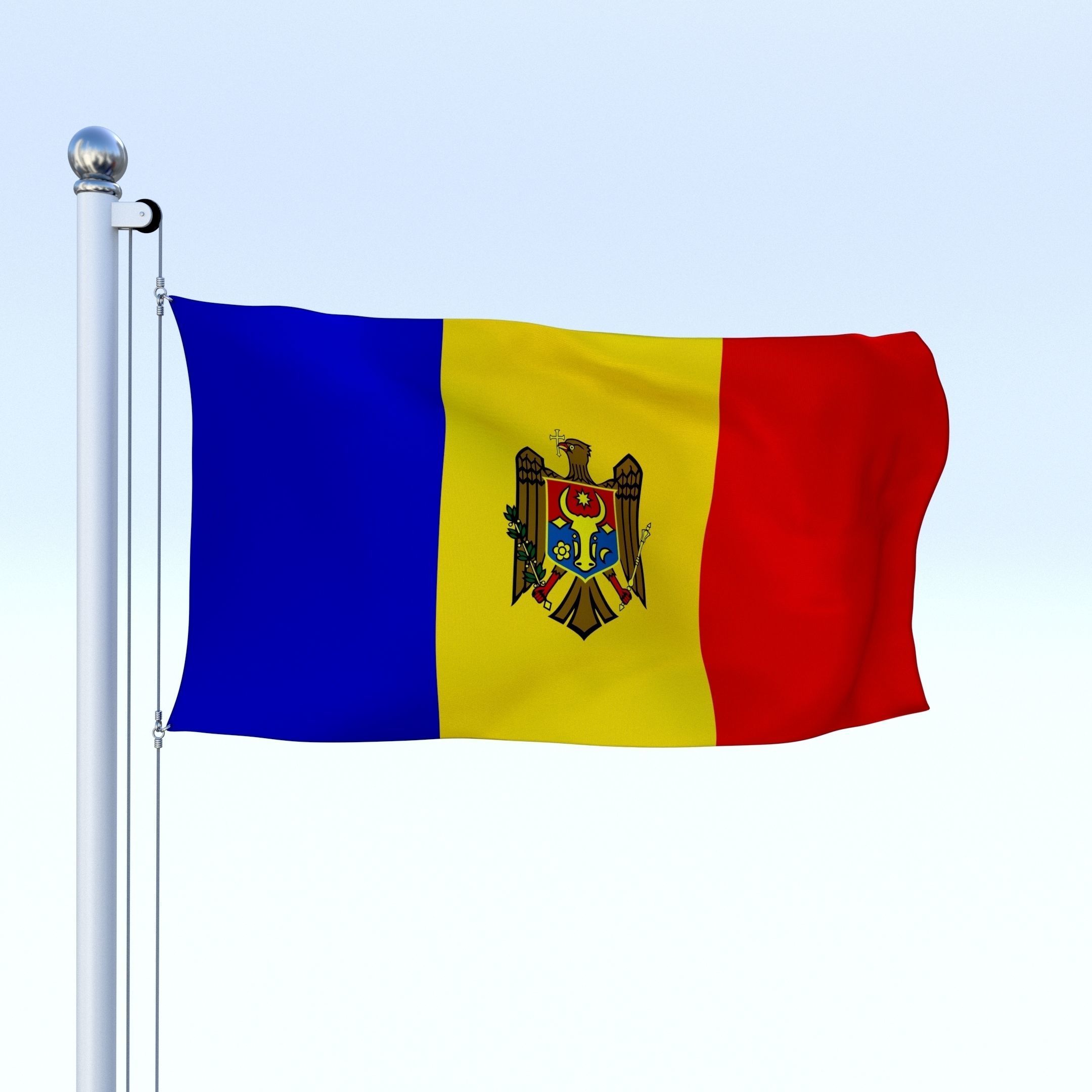 Animated Moldova Flag Low-poly 3D model_10