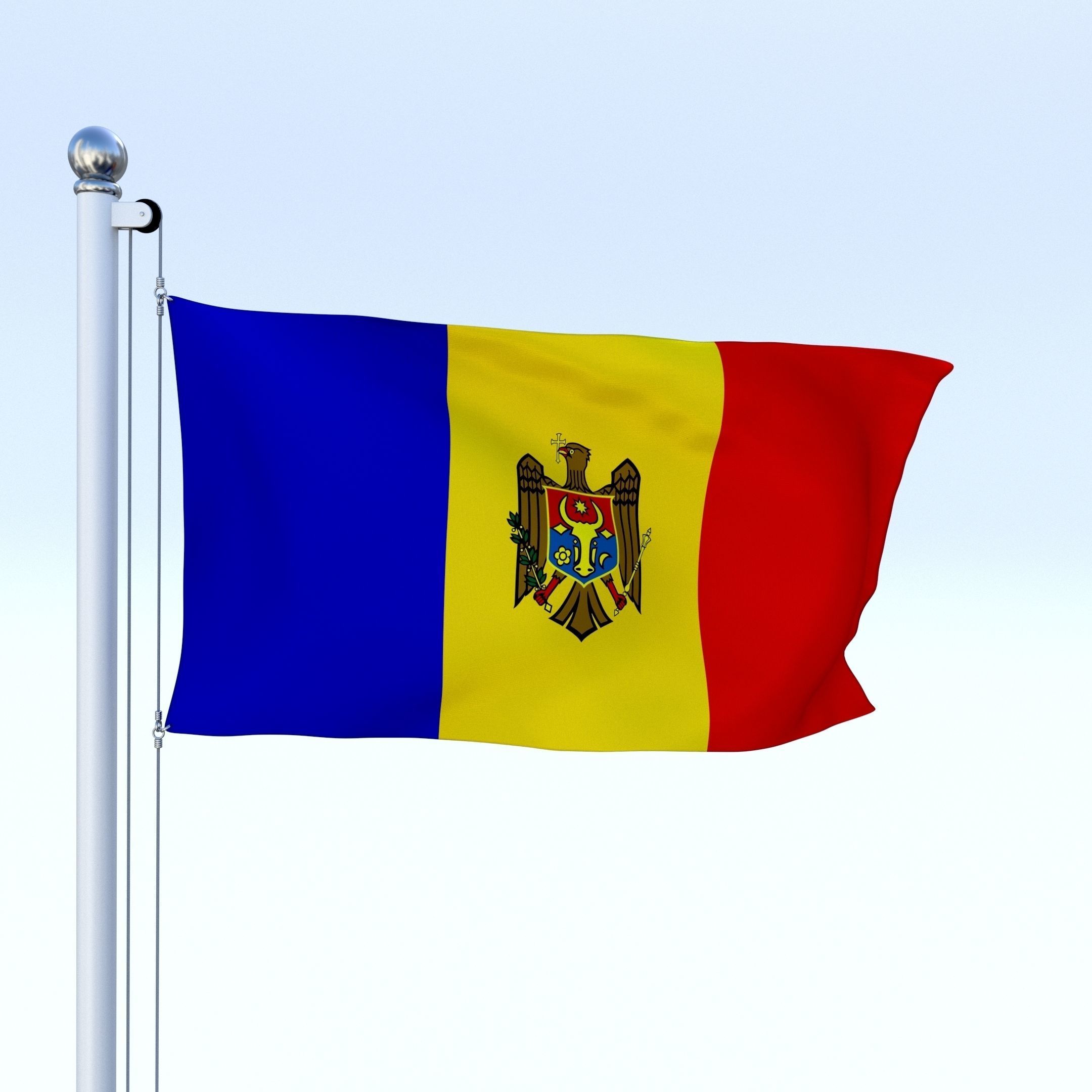 Animated Moldova Flag Low-poly 3D model_26