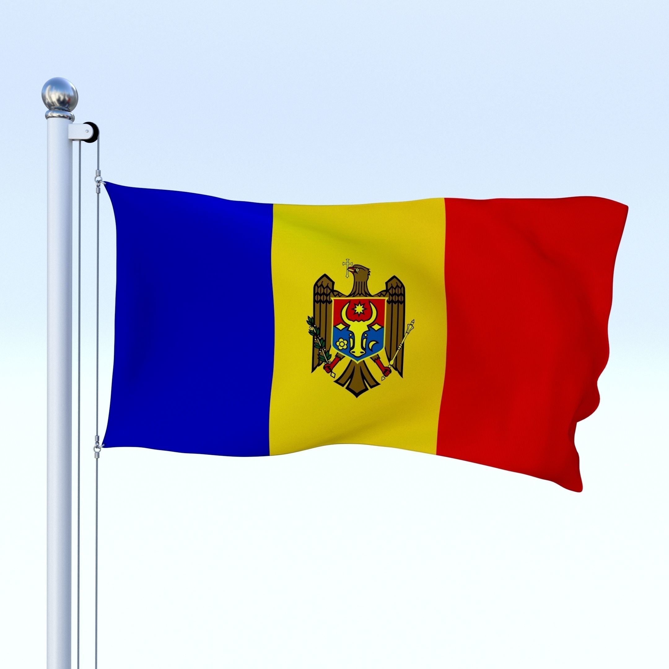 Animated Moldova Flag Low-poly 3D model_3