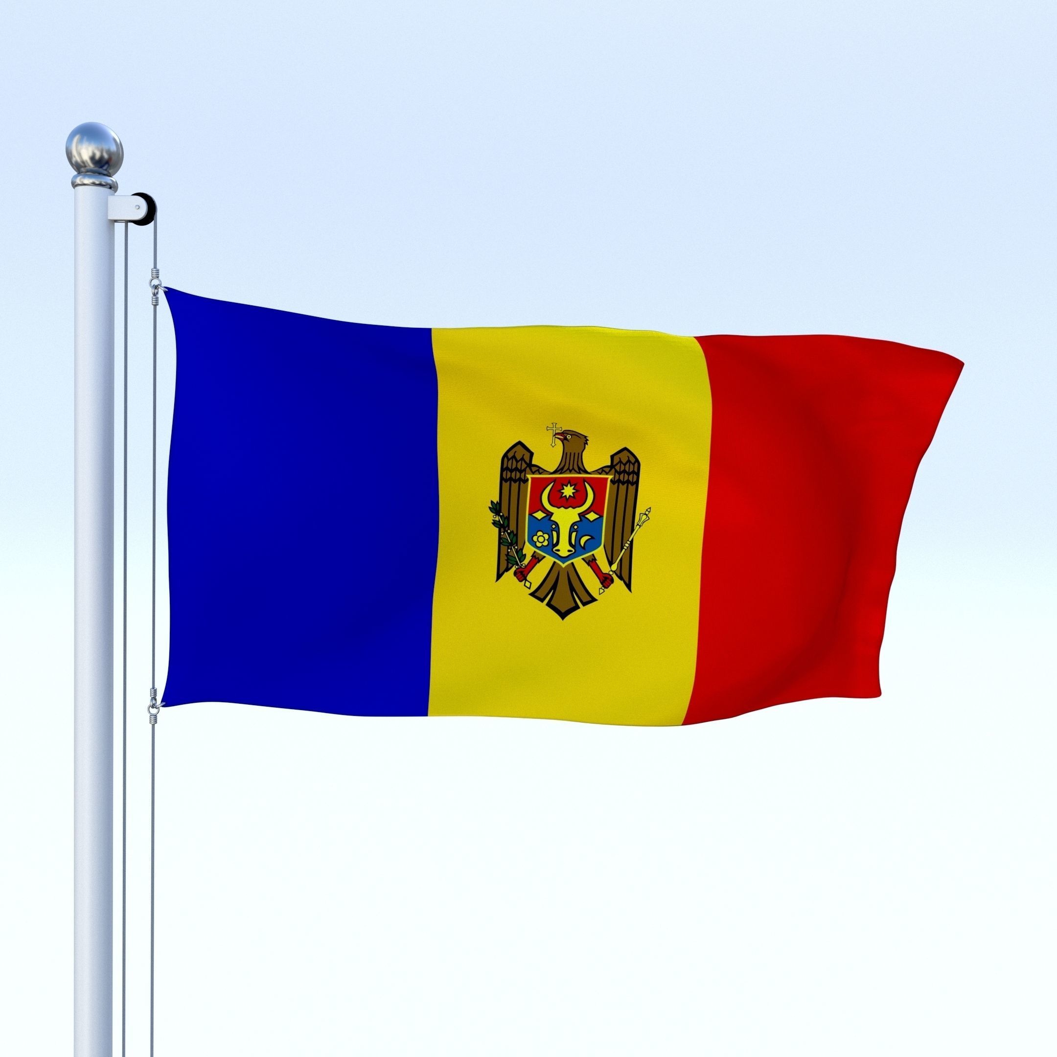 Animated Moldova Flag Low-poly 3D model_6
