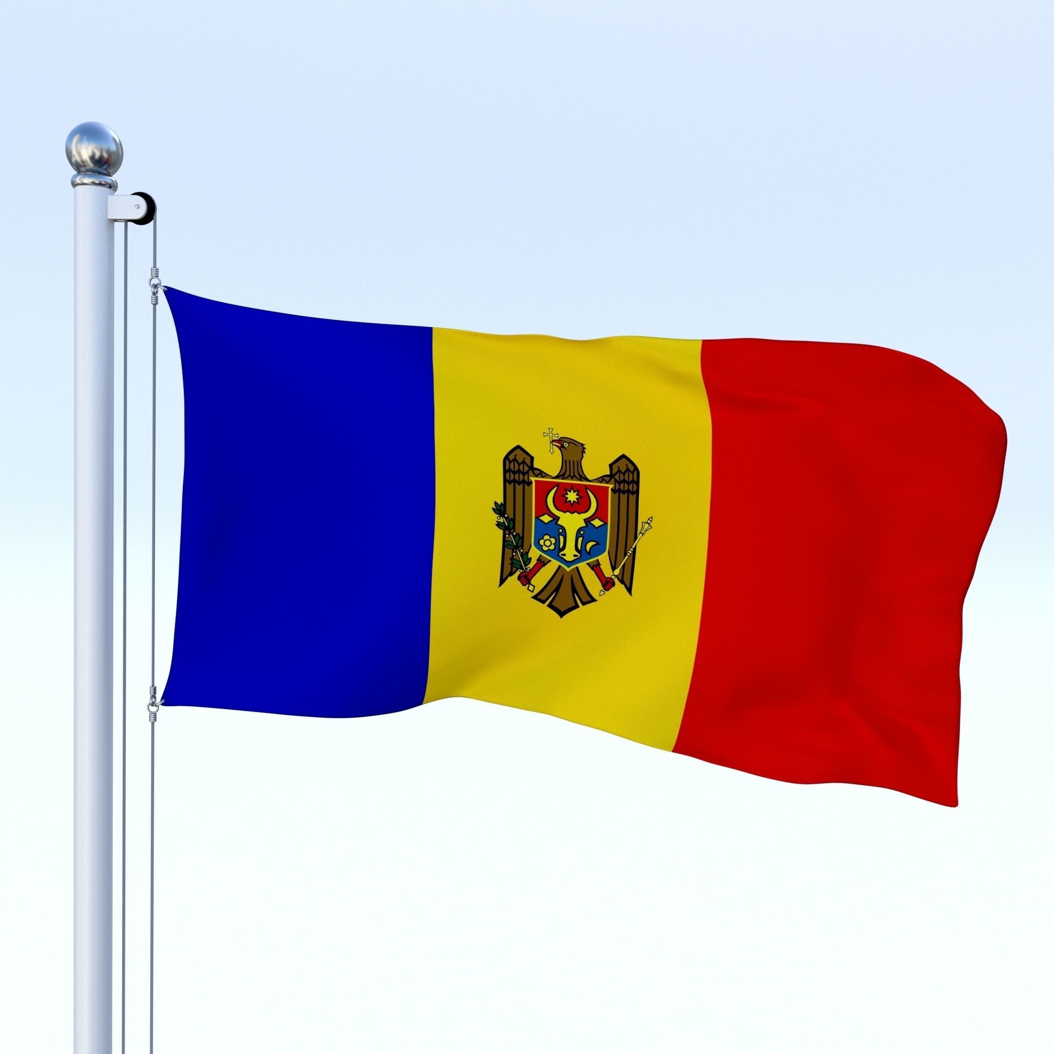 Animated Moldova Flag Low-poly 3D model_14