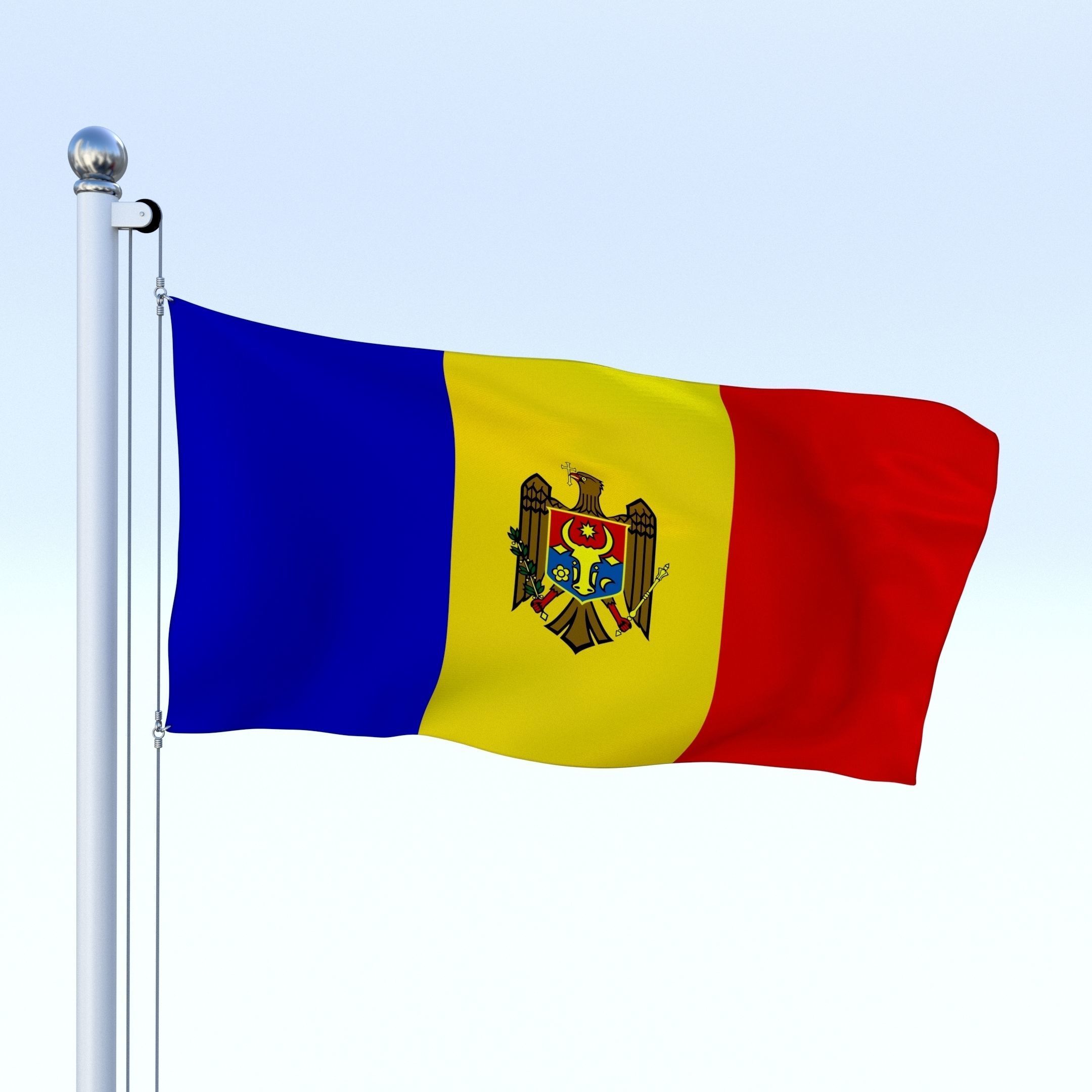 Animated Moldova Flag Low-poly 3D model_11