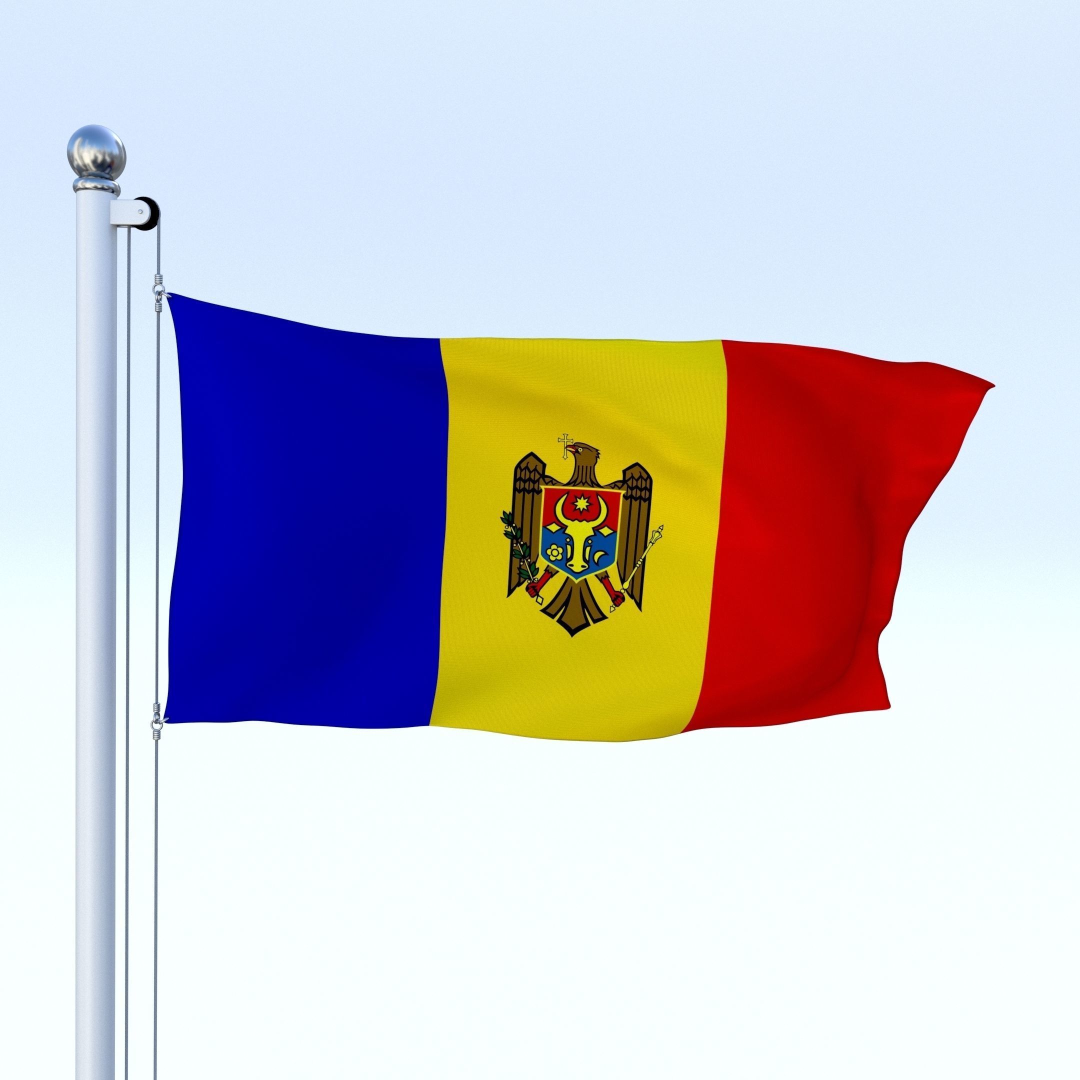Animated Moldova Flag Low-poly 3D model_23