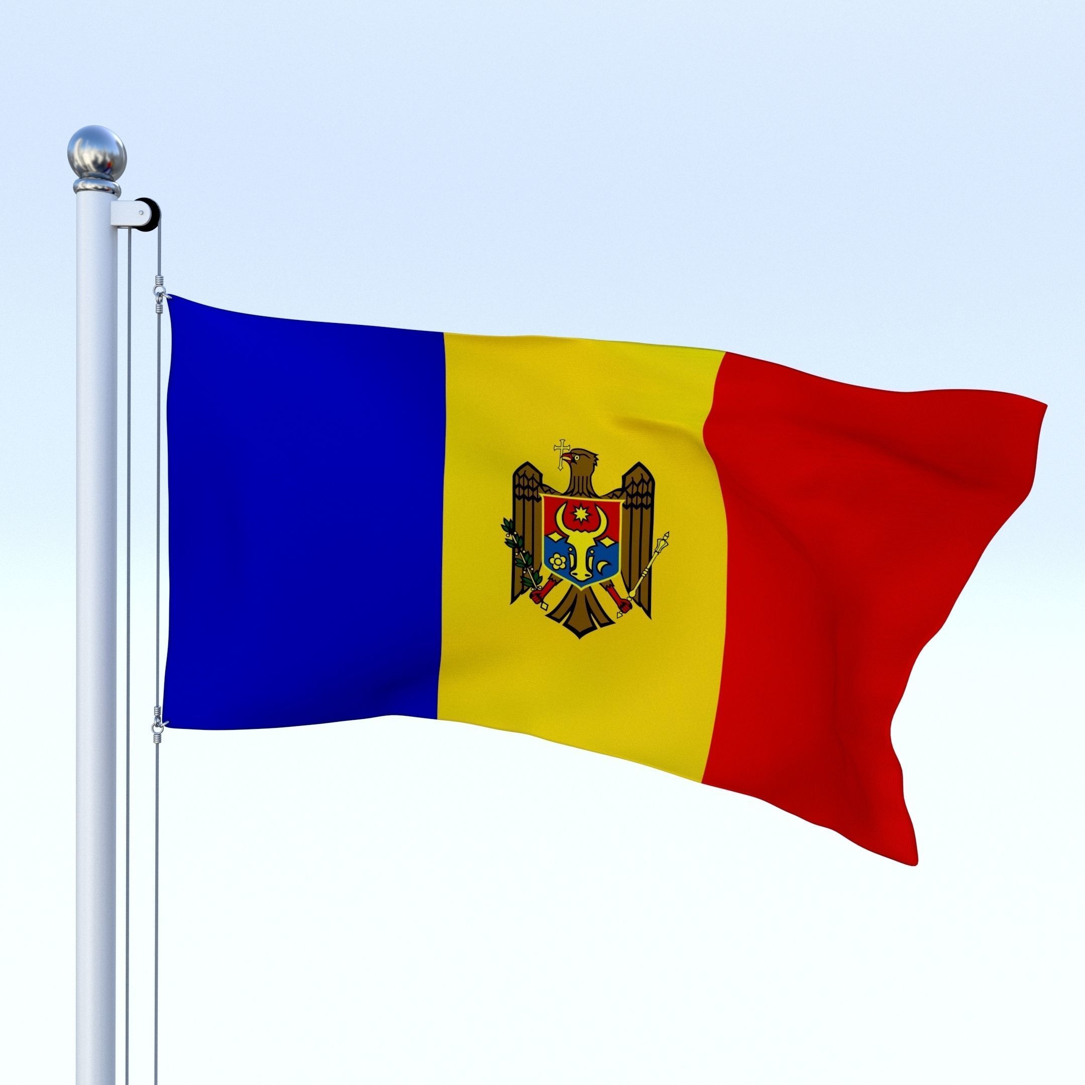 Animated Moldova Flag Low-poly 3D model_12